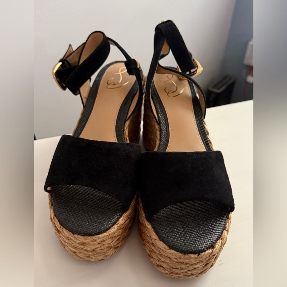 Sam Edelman Black Suede Wedge Sandals